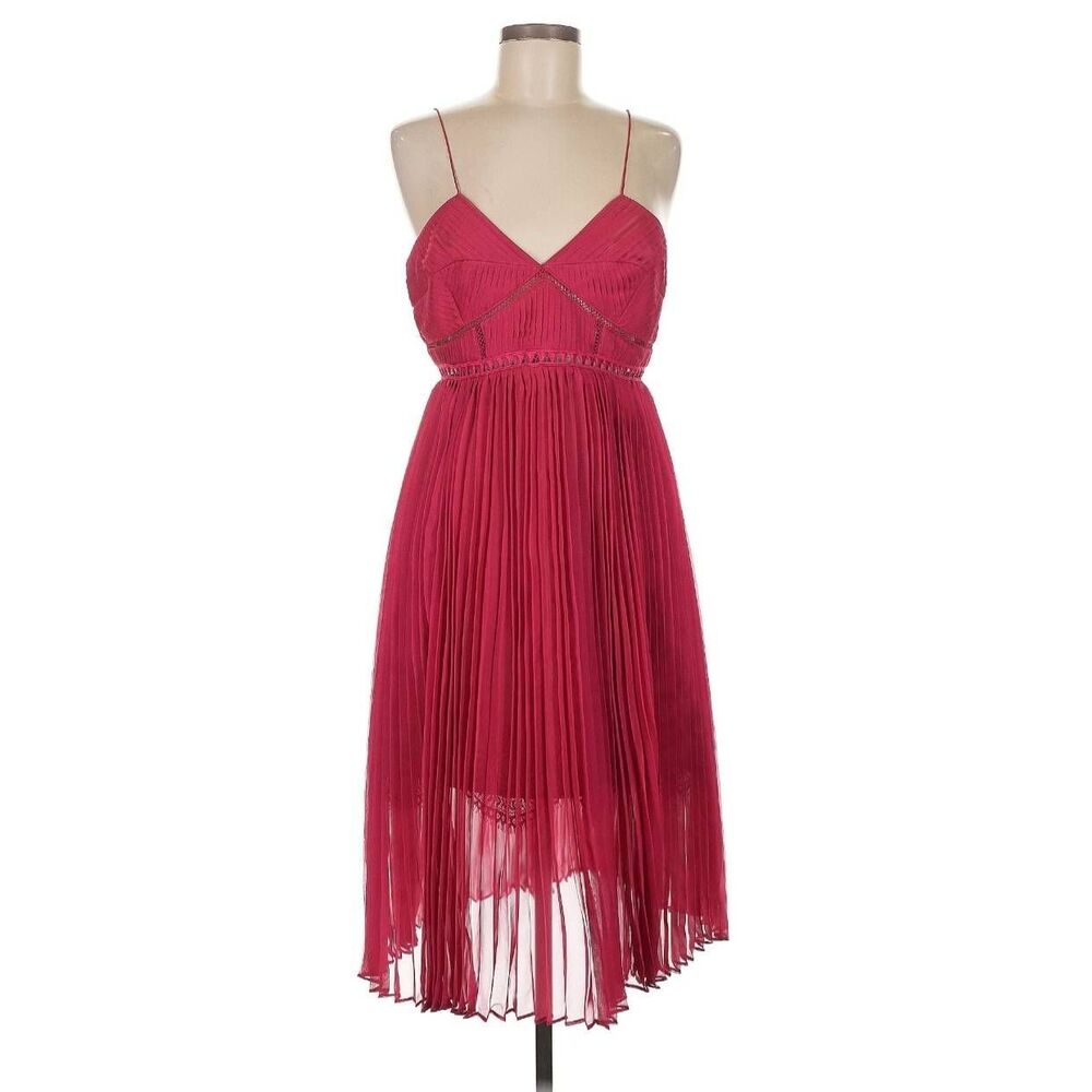 Self-Portrait Pleated Chiffon Cocktail Dress ASO Dynasty - Picture 6 of 11